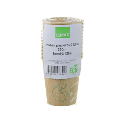 HP Pohár papierový EKO 230ml hnedý/12ks