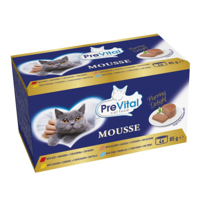 PreVital 85 konzerva pre mačky 4x85g hov, kura, tuniak, losos