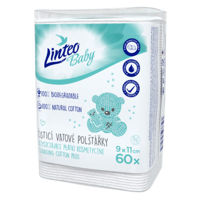 Linteo vatové čistiace tampóny Baby 60ks